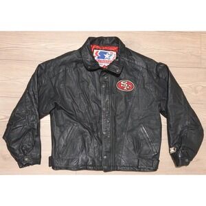 Vintage San Francisco 49ERS Genuine Leather Starter Jacket Mens Size Medium Rare